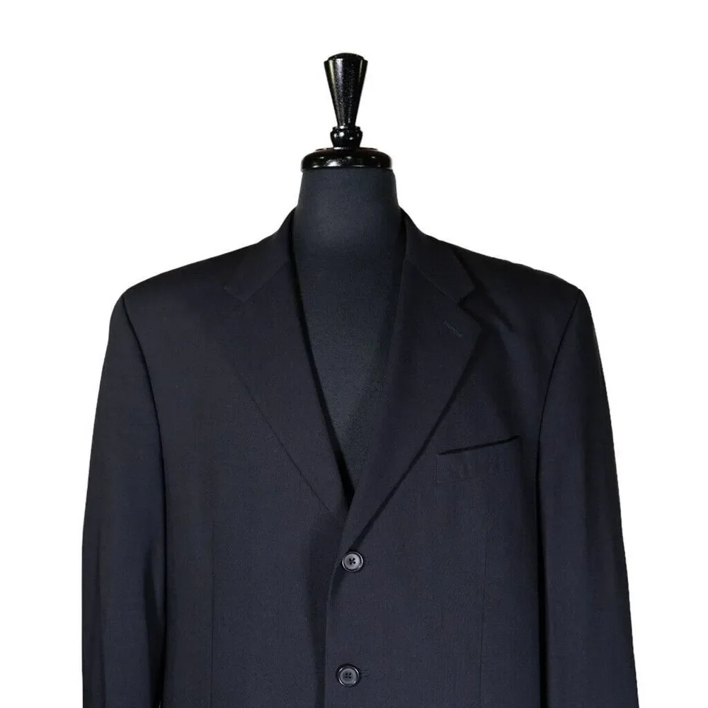Ralph Lauren Mens Blazer Blue Wool 3 Button Lined Suit Jacket Sport Coat 44R